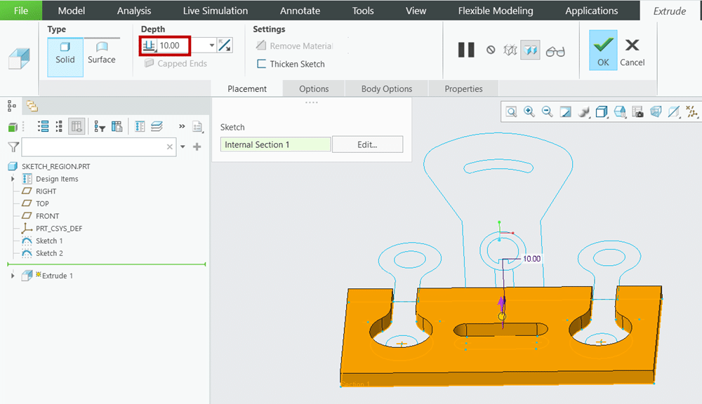 Extrude it at the depth value of 10